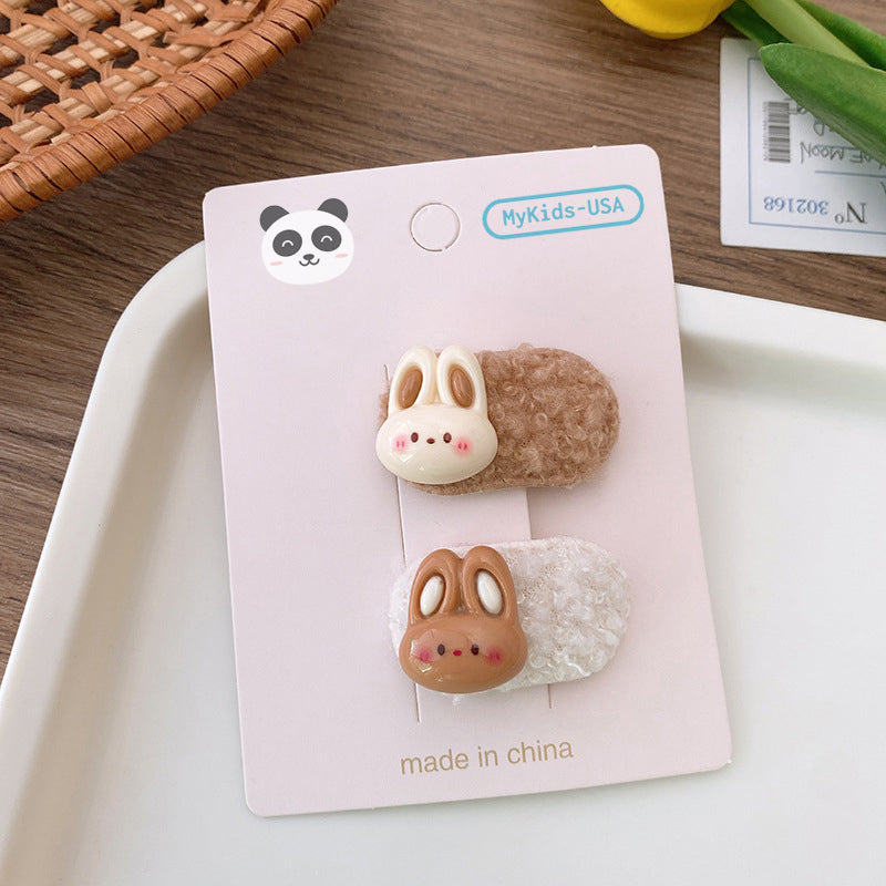 Cartoon Rabbit, Floral, And Star Hair Clip: Small Fabric And Plush Hair Accessory Set, MyKids-USA®, Hair Pins, Claws & Clips, MyKids-USA - Size/Age - Average Size (0-12Y) - Color - White - - - TR2312292229-F