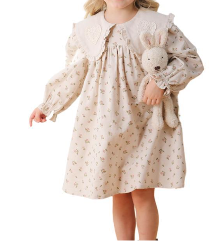 Arrival Autumn Girls Heart Embroidery Pattern Collar Long Sleeves Floral Dress, MyKids-USA®, Baby & Toddler Dresses, MyKids-USA - - - - - - - .