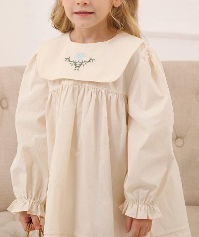 Spring and Autumn Vintage Flowers Embroidered Long-sleeved Dress for Stylish Girls, MyKids-USA®, Baby & Toddler Dresses, MyKids-USA - - - - - - - .
