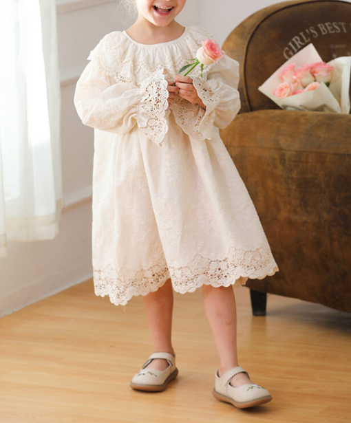 Arrival Lace Trim Design Autumn Girls Long Puff Sleeves Dress, MyKids-USA®, Baby & Toddler Dresses, MyKids-USA - - - - - - - .