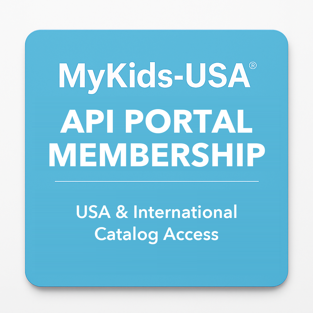 MyKids-USA API Portal Membership – USA & International Catalog Access