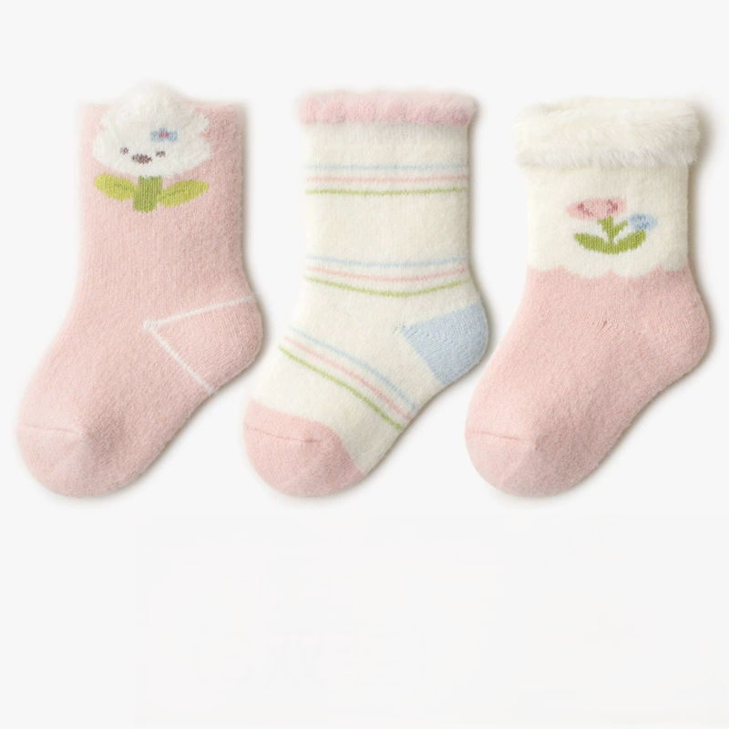 Autumn and Spring Baby Unisex Breathable Cartoon and Striped Pattern Socks 1 Lot=3-Pair Set, MyKids-USA®, Baby & Toddler Socks & Tights, MyKids-USA - Size/Age - XS (0-6M) - Color - Pink - - - TR2601212230-E.