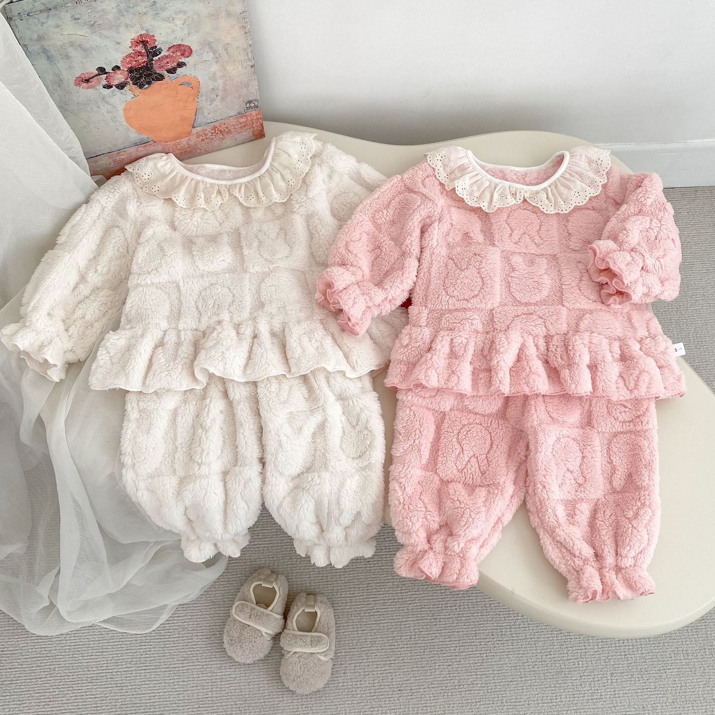 Winter Baby Kids Girls Long Sleeves Cute Rabbits Pattern Top and Pants Fluffy Warm Pajamas Clothing Set, MyKids-USA®, Pajamas, MyKids-USA - - - - - - -