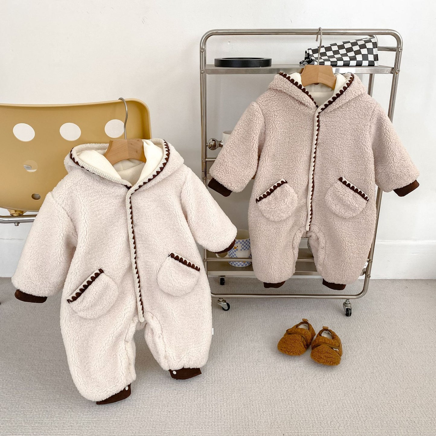 Autumn and Winter Arrival Baby Unisex Long Sleeves Geometric Pattern Fluffy Rompers, MyKids-USA®, Baby One-Pieces, MyKids-USA - - - - - - -