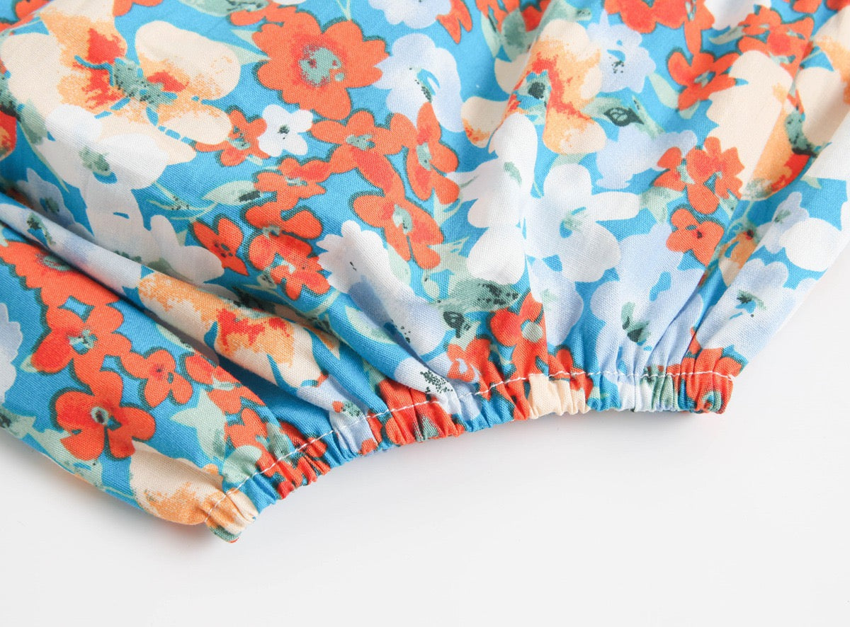 Baby Girl Flower Pattern Sling Loose Tops With Shorts Sets, MyKids-USA®, Baby One-Pieces, MyKids-USA - - - - - - -