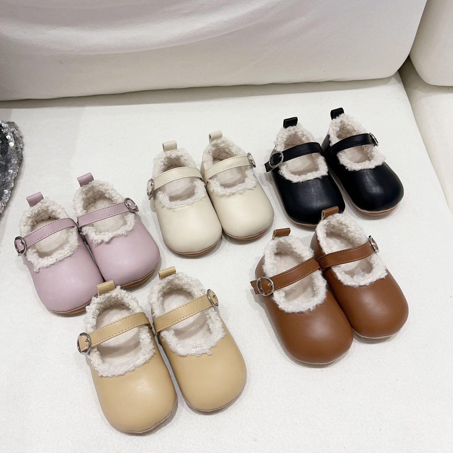 Ins Infant Baby Girl Solid Color Plush Warm Anti-Slip Shoes In Winter, MyKids-USA®, Shoes, MyKids-USA - - - - - - -