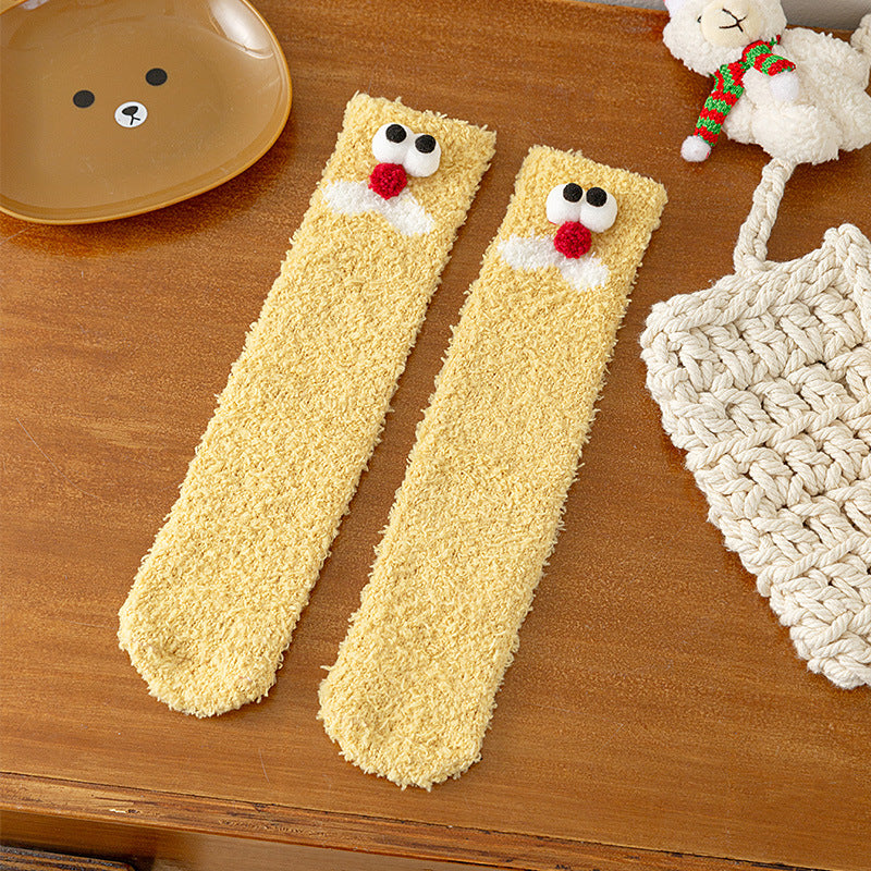 Autumn and Winter Baby Unisex Breathable Cartoon Pattern Warm Fluffy Socks 26cm, MyKids-USA®, Baby & Toddler Socks & Tights, MyKids-USA - Size/Age - Average Size (0-8Y) - Color - Yellow - - - TR2512301336-O.