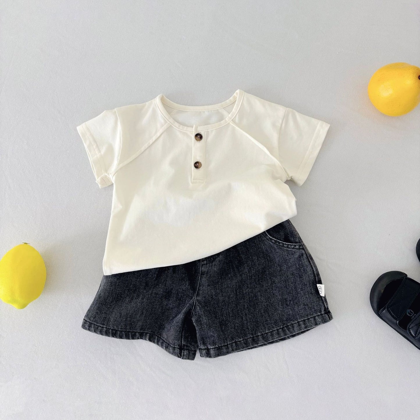 Summer Baby Kids Boys and Girls Short Sleeves Plain T-Shirt and Denim Shorts Clothing Set, MyKids-USA®, Baby & Toddler Outfits, MyKids-USA - - - - - - - .