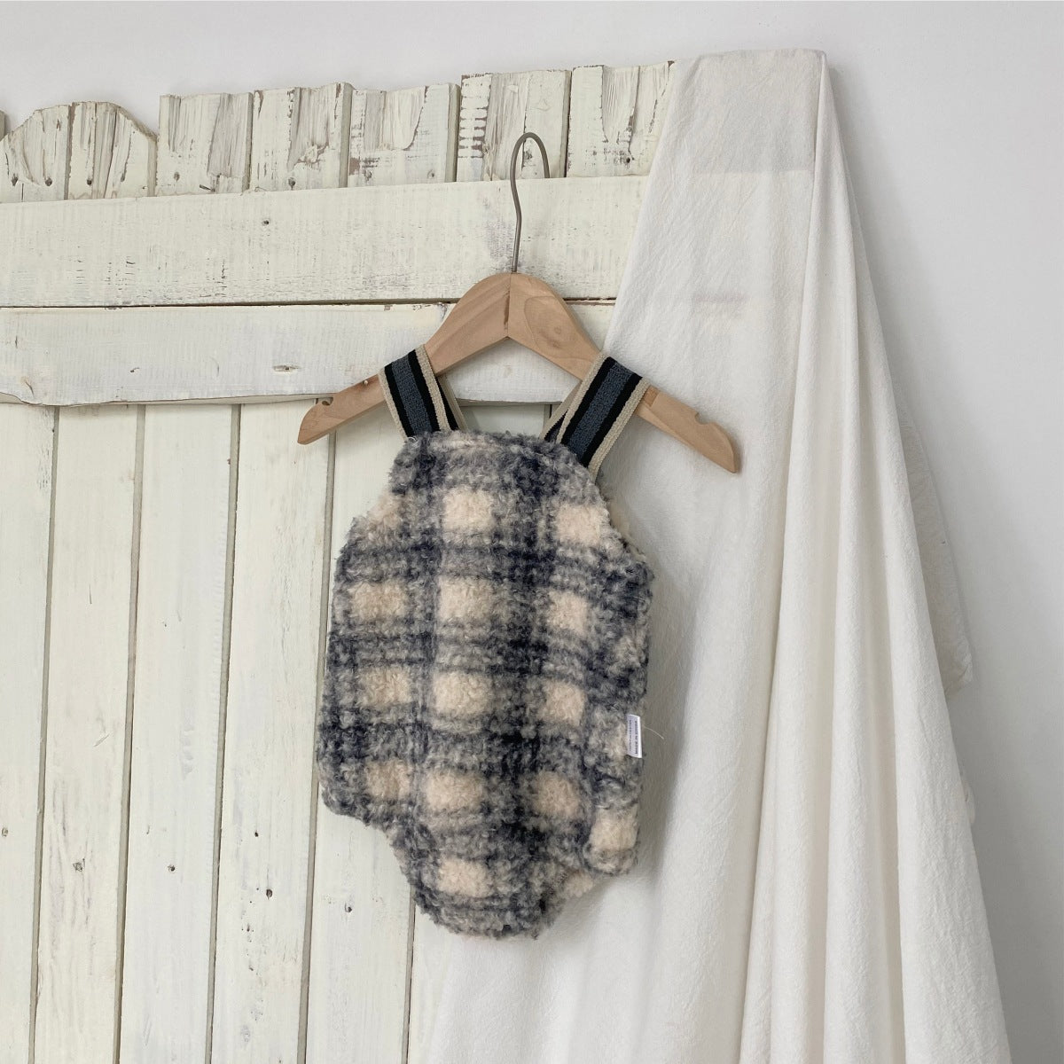 Winter and Spring Arrival Baby Unisex Sleeveless Plaid or Cartoon Pattern Fluffy Strap Bodysuit, MyKids-USA®, Baby One-Pieces, MyKids-USA - Size/Age - 66 (3-6M) - Color - Navy Blue (Dark Blue) - - - TR2601102146-B.