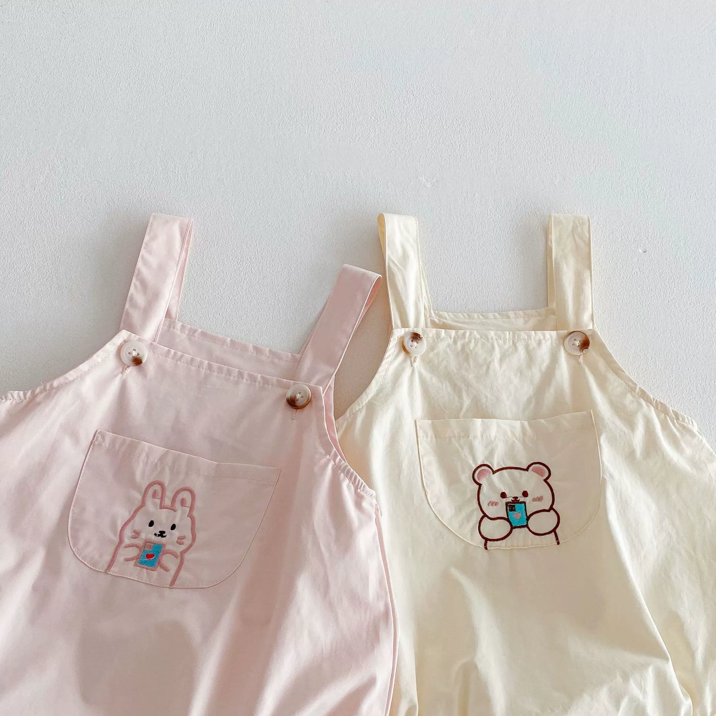 Summer Arrival Baby Unisex Teddy Bear Embroiedred Sleeveless Strap Onesies Overalls, MyKids-USA®, Baby One-Pieces, MyKids-USA - - - - - - -