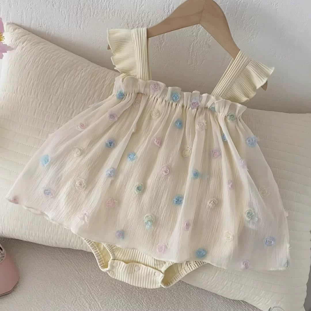 Summer Arrival Baby Girls Colorful Flowers Pattern Strap Onesies, MyKids-USA®, Baby One-Pieces, MyKids-USA - - - - - - -