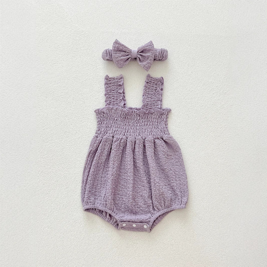 Summer Arrival Baby Girls Cute Pleated Sleeveless Onesies with Straps, MyKids-USA®, Baby One-Pieces, MyKids-USA - - - - - - -