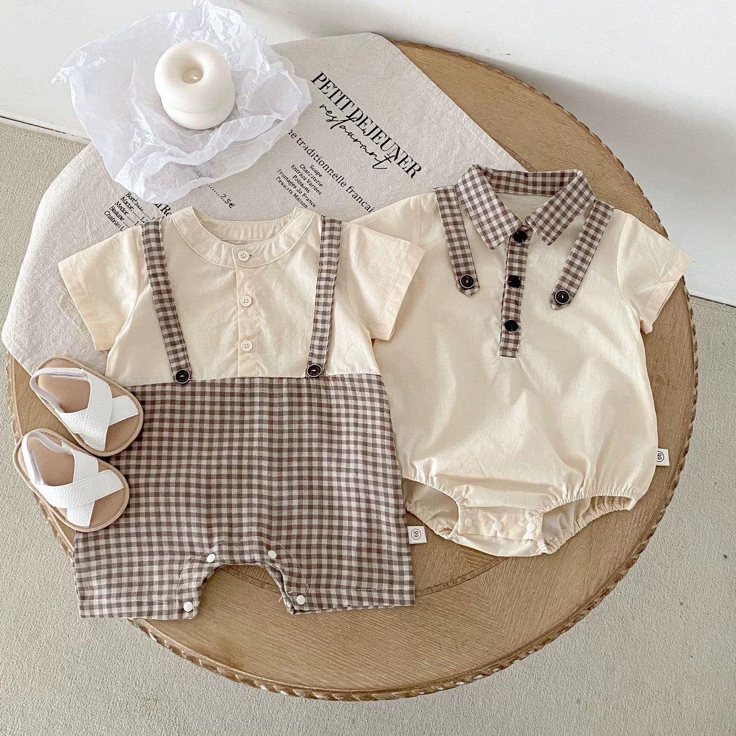 Summer Arrival Baby Unisex Casual Plaid Short Sleeves Color Patchwork bodysuit or Rompers, MyKids-USA®, Baby One-Pieces, MyKids-USA - - - - - - - .