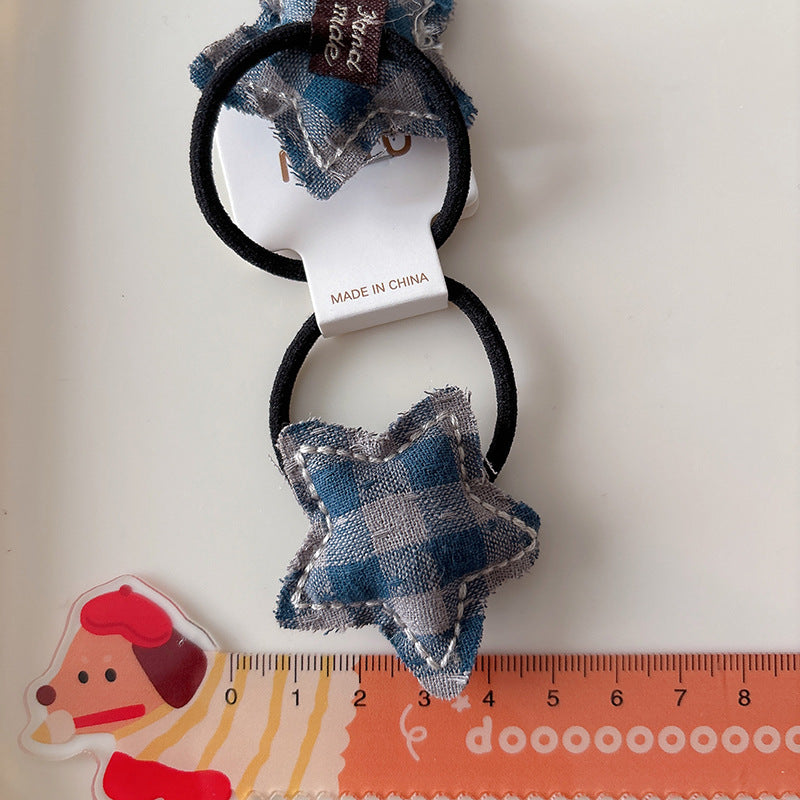 Collection of 2 Versatile Cute Cloth Design and Plaid Pattern Hair Ties, MyKids-USA®, Ponytail Holders, MyKids-USA - - - - - - - .