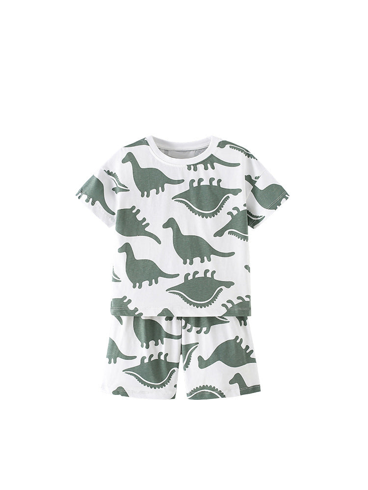 Arrival Summer Baby Kids Boys Short Sleeves Cartoon Pattern T-shirt and Shorts Clothing Set