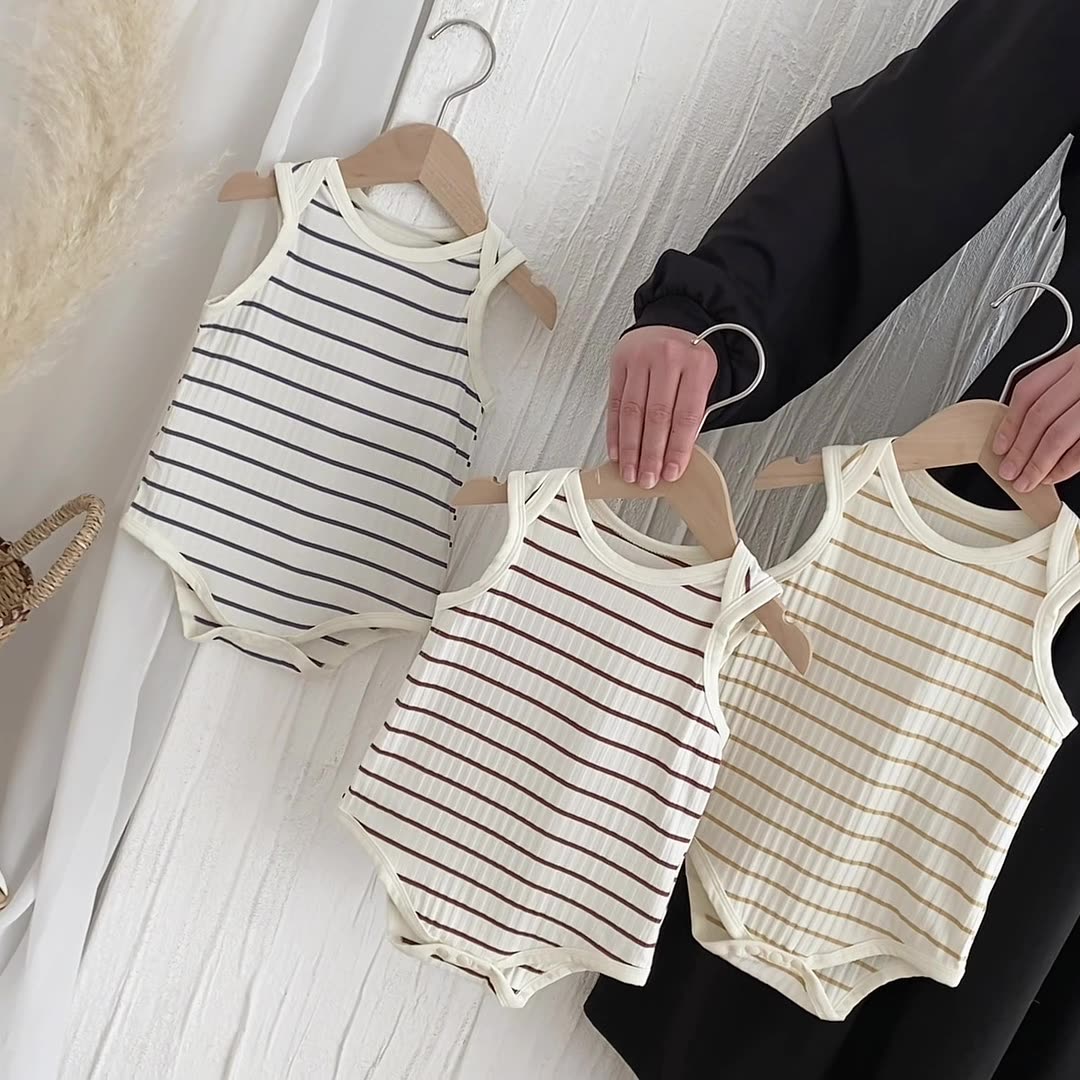 Hot Selling Summer Baby Kids Unisex Striped Pattern Sleeveless Onesies, MyKids-USA®, Baby One-Pieces, MyKids-USA - - - - - - -