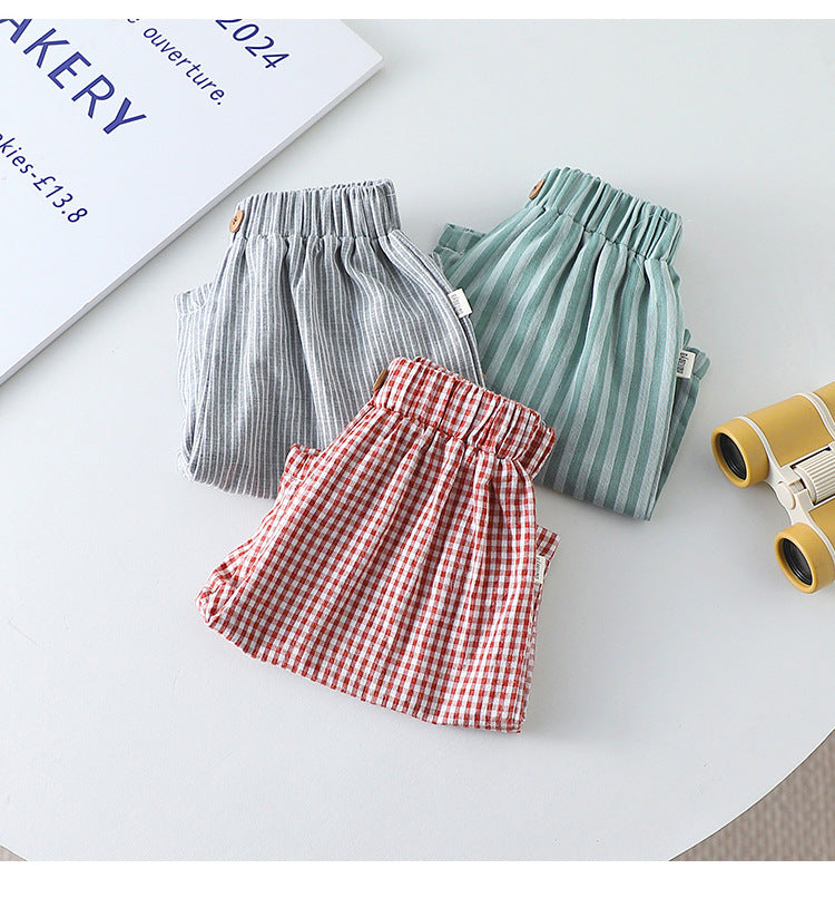 Summer Arrival Kids Unisex Cotton Casual Style Plaid or Striped Shorts, MyKids-USA®, Shorts, MyKids-USA - - - - - - -