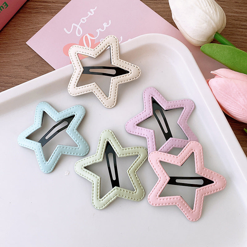 Of 5 Candy-Colored Hollow Out Star/Cloud Shaped Hair Clips, MyKids-USA®, Hair Pins, Claws & Clips, MyKids-USA - Size/Age - Average Size (0-6Y) - Color - Pink - - - TR2404012322-B