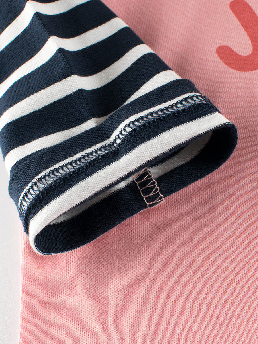 Autumn Arrival Kids Girls Animals Cartoon and Letters Print Crew Neck Striped Long Sleeves Sweatshirt, MyKids-USA®, Baby & Toddler Outerwear, MyKids-USA - - - - - - -