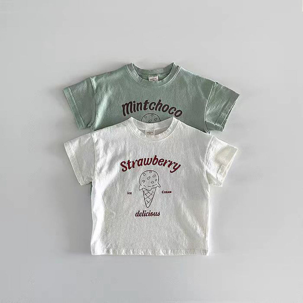 Summer Arrival Kids Unisex Ice-Cream Pattern Short Sleeves T-Shirt, MyKids-USA®, Baby & Toddler Tops, MyKids-USA - - - - - - -