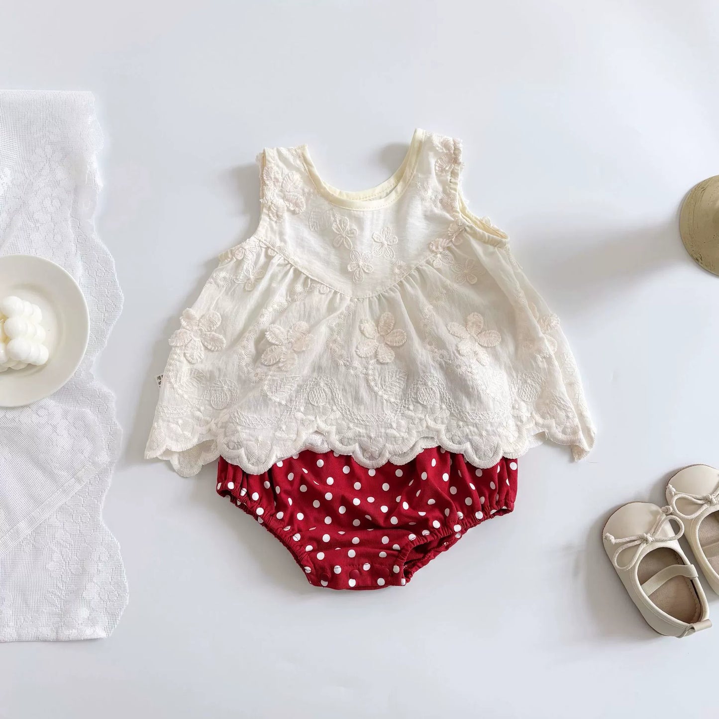 Summer Hot Selling Baby Girls Sleeveless Solid Color Flowers Embroidered Vest and Red Bloomers Clothing Set, MyKids-USA®, Baby & Toddler Outfits, MyKids-USA - - - - - - -