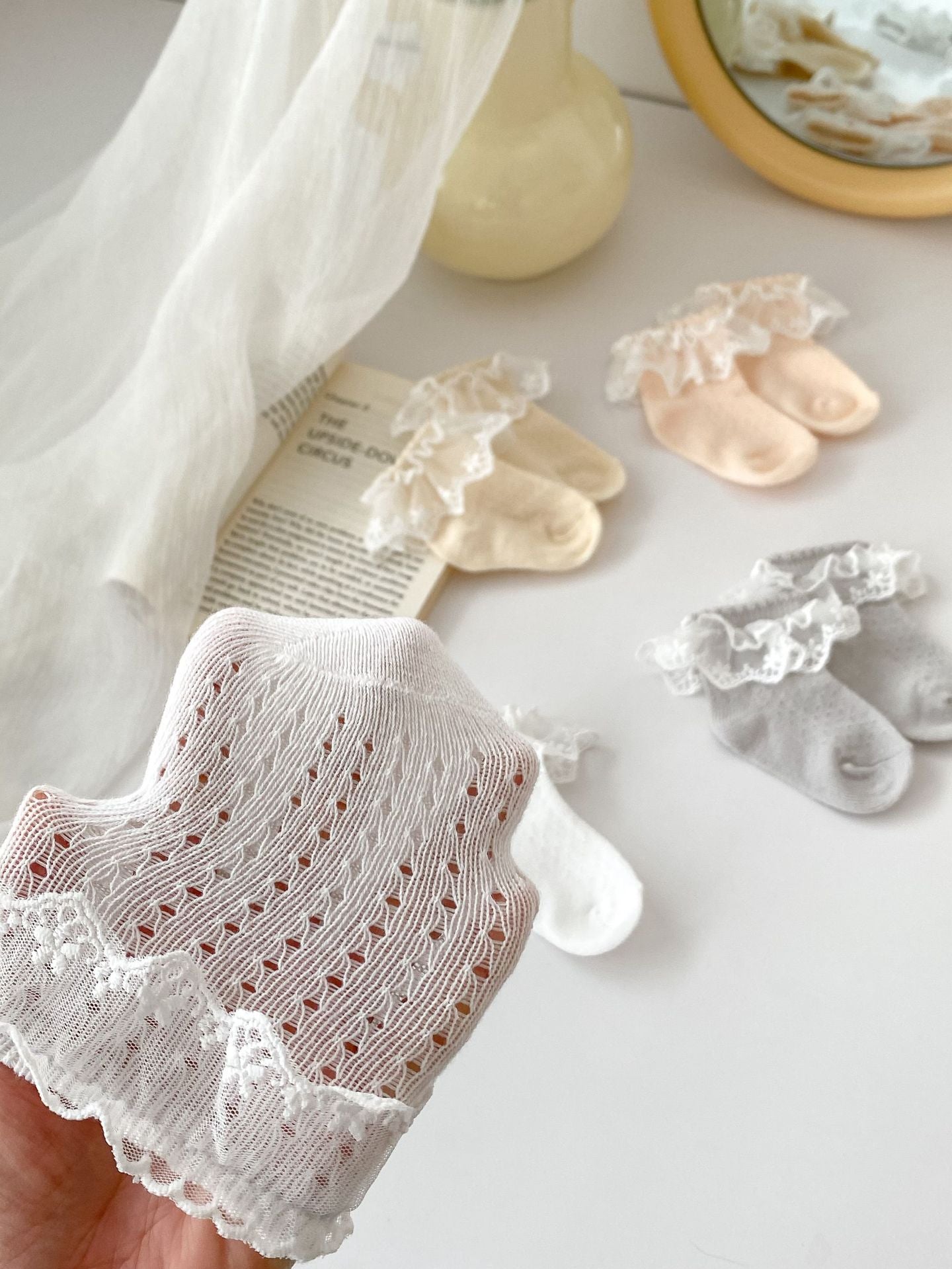 Summer Thin Breathable Mesh Socks For Girls: Baby Girls’ Princess Socks With Lace Trim, MyKids-USA®, Baby & Toddler Socks & Tights, MyKids-USA - - - - - - -