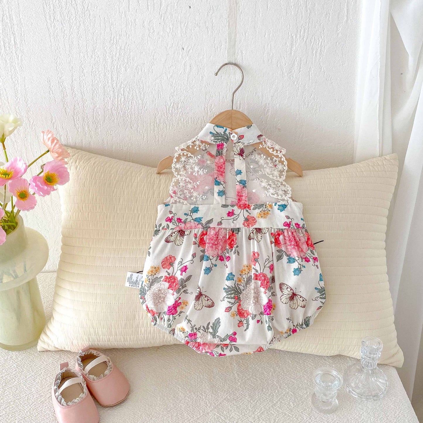 Summer Arrival Baby Girls Cute Floral Sleeveless Stand Collar Onesies, MyKids-USA®, Baby One-Pieces, MyKids-USA - - - - - - -