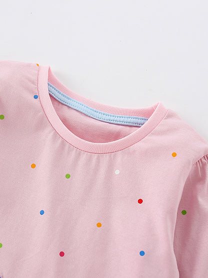 Infant Baby Girl Cartoon Pattern Crewneck Casual Shirts In Spring&Autumn