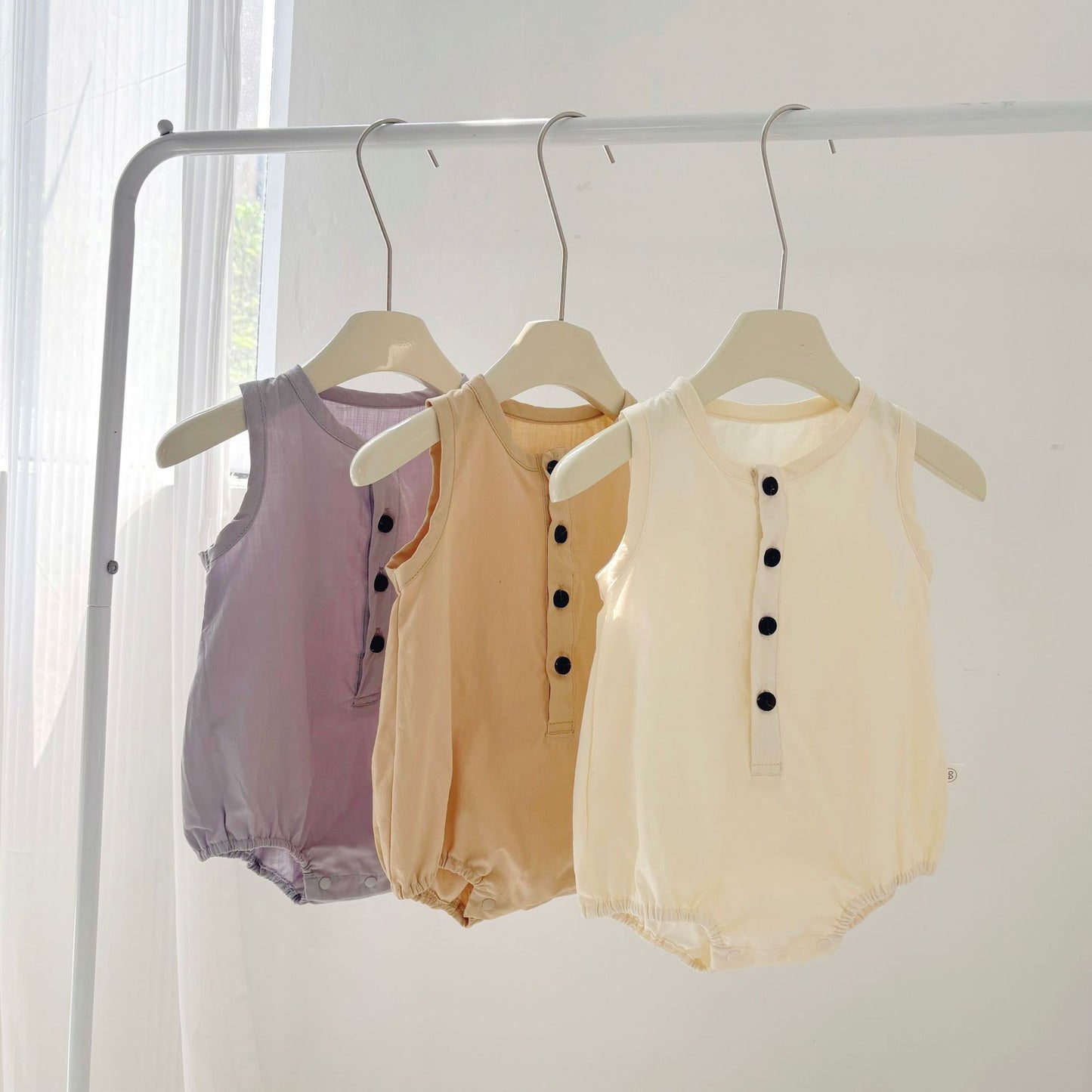 Summer Arrival Baby Unisex Simple Plain Sleeveless Open-front Thin Onesies, MyKids-USA®, Baby One-Pieces, MyKids-USA - - - - - - -