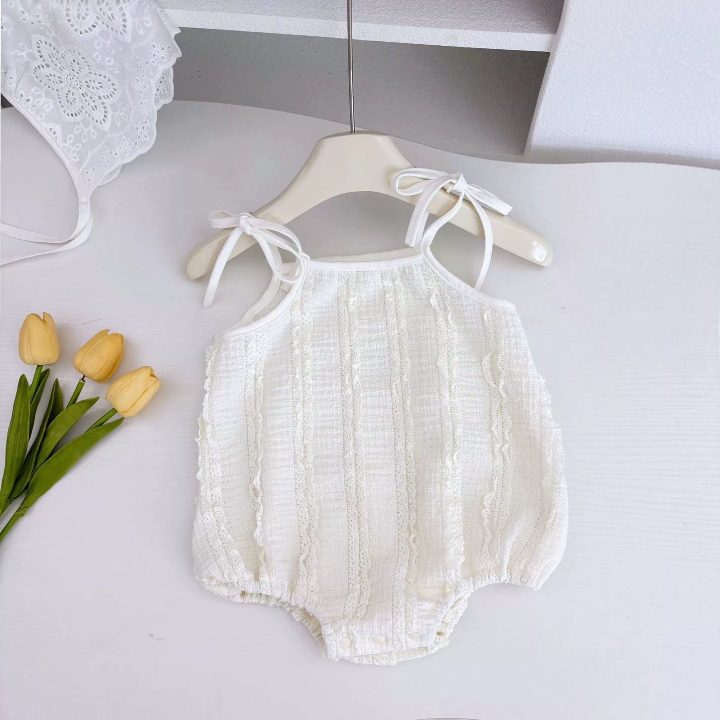 Summer Arrival Baby Girls Sleeveless Solid Color Striepd Pattern Strap Onesies, MyKids-USA®, Baby One-Pieces, MyKids-USA - - - - - - -