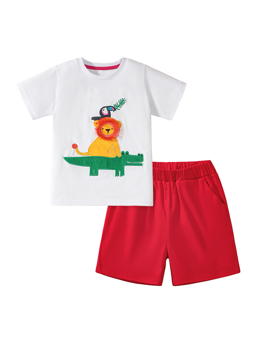 Summer Baby Kids Animals Cartoon Pattern T-shirt and Shorts