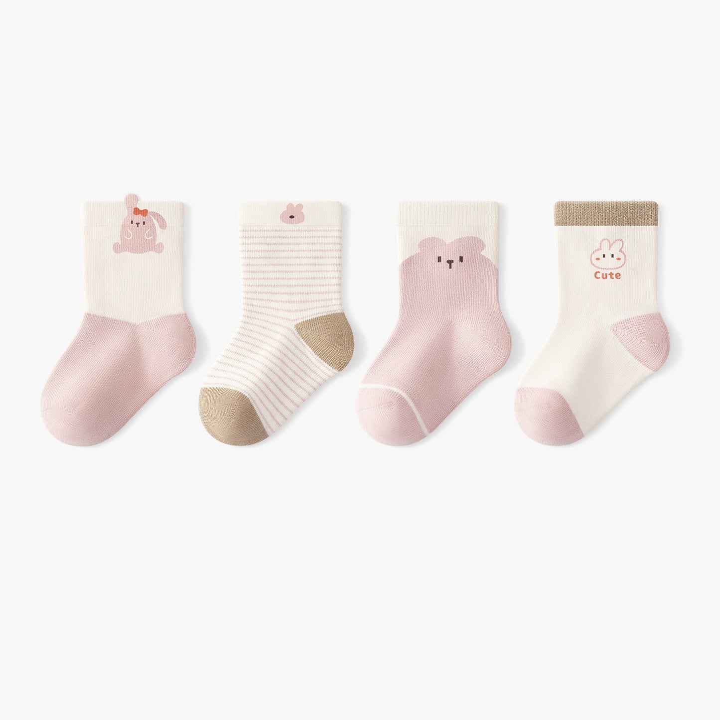 Autumn Arrival Baby Unisex Breathable Cute Cartoon Pattern Socks 1 Lot=4-Pair Set, MyKids-USA®, Baby & Toddler Socks & Tights, MyKids-USA - Size/Age - S (0-1Y) - Color - Purple - - - TR2509292337-D