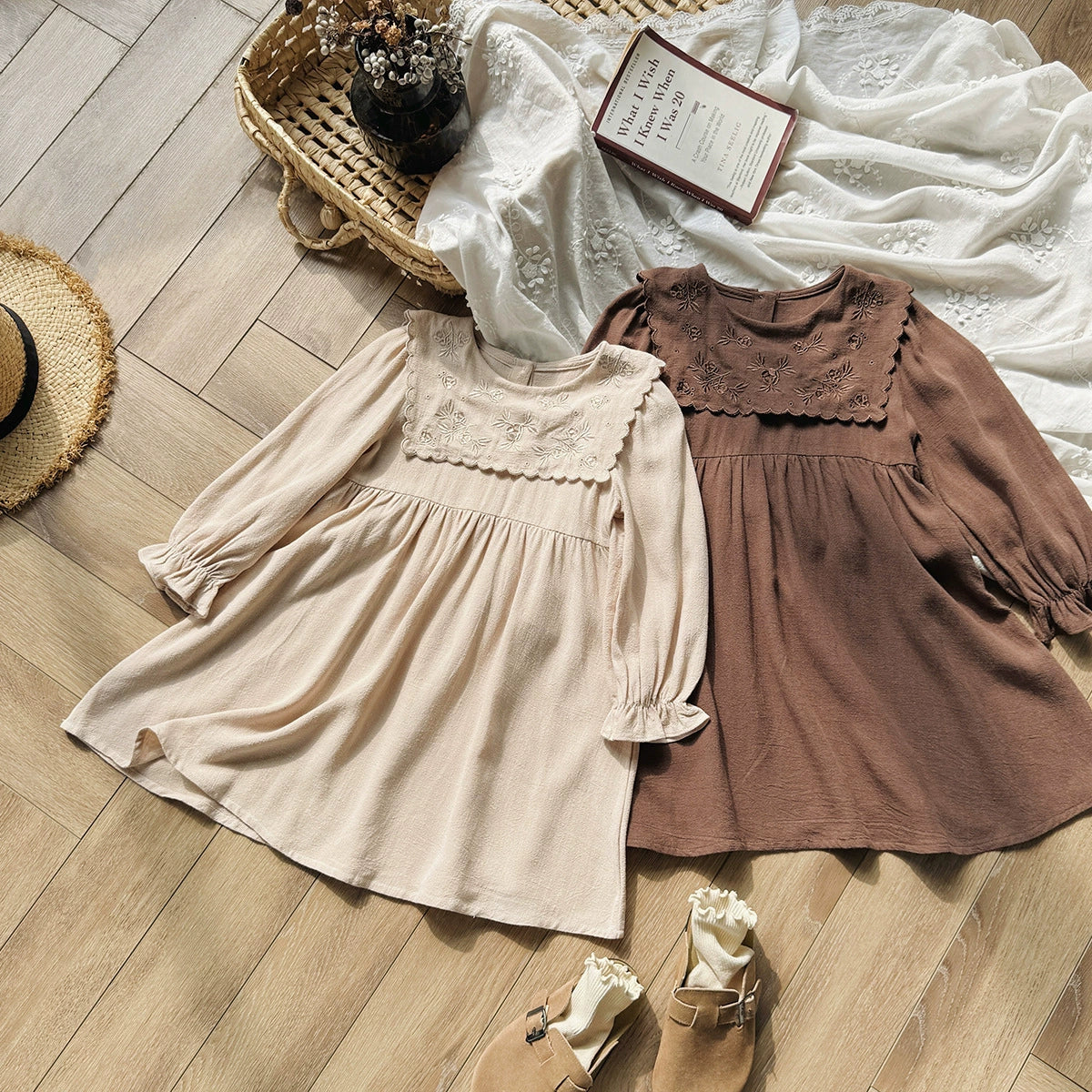 Arrival Autumn Girls Flowers Embroidered Pattern Long Sleeves Dress, MyKids-USA®, Baby & Toddler Dresses, MyKids-USA - - - - - - -