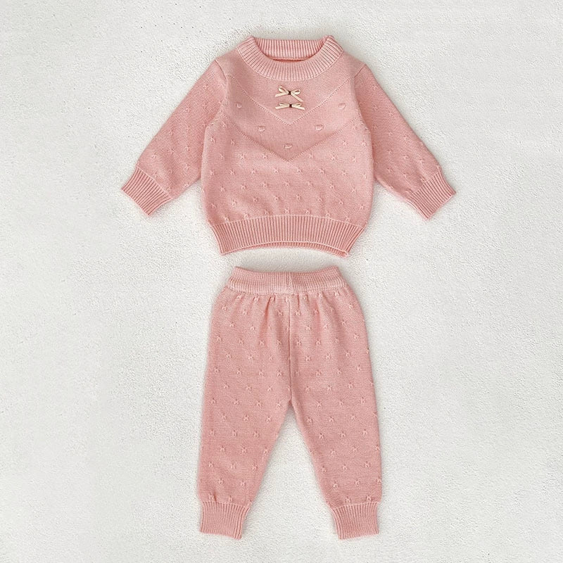 Arrival Autumn Baby Unisex Long Sleeves Solid Color Jacquard Pattern Knitted Top Sweater and Long Trousers Clothing Set, MyKids-USA®, Baby & Toddler Outfits, MyKids-USA - - - - - - -