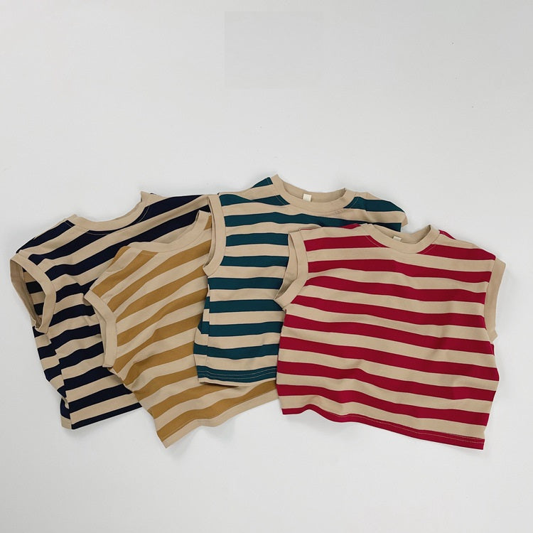 Summer Arrival Kids Unisex Comfortable Sleeveless Striped Pattern Top Casual Vest, MyKids-USA®, Baby & Toddler Tops, MyKids-USA - - - - - - -