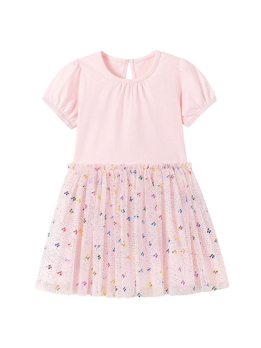 Summer Arrival Dots and Cherry Pattern Short Sleeves Crew Neck Dress for Stylish Girls, MyKids-USA®, Baby & Children's Dresses, MyKids-USA - - - - - - - .