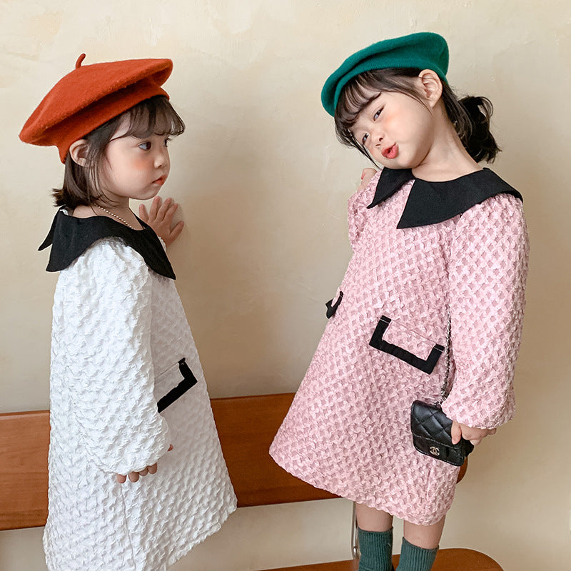 Arrival Autumn Girls French Fashion Argyle Pattern Long Sleeves Dress with Collar, MyKids-USA®, Baby & Toddler Dresses, MyKids-USA - - - - - - -