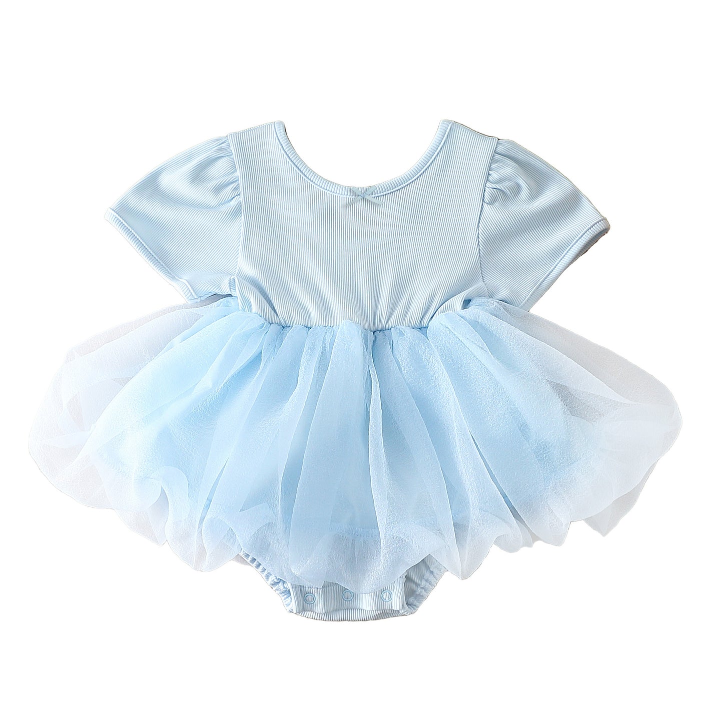 Summer Arrival Baby Cute Solid Color Short Sleeves Tulle Design Onesies, MyKids-USA®, Baby One-Pieces, MyKids-USA - Size/Age - 66 (3-6M) - Color - Blue - - - TR2504222109-B