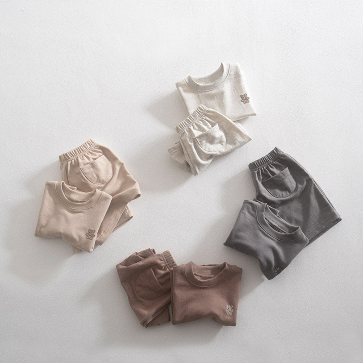 Summer Hot Selling Baby Kids Unisex Short Sleeves Teddy Logo Pattern T-Shirt and Plain Shorts Clothing Set, MyKids-USA®, Baby & Toddler Outfits, MyKids-USA - - - - - - -