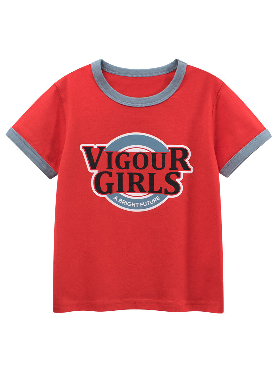 Summer Girls’ Letters Pattern T-shirt in European and American Style, MyKids-USA®, T-Shirts, MyKids-USA - - - - - - - .