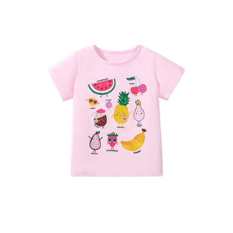 Kids’ Fruits Cartoon Pattern Short Sleeves T-shirt in European and American Style for Summer, MyKids-USA®, Baby & Toddler Tops, MyKids-USA - - - - - - -