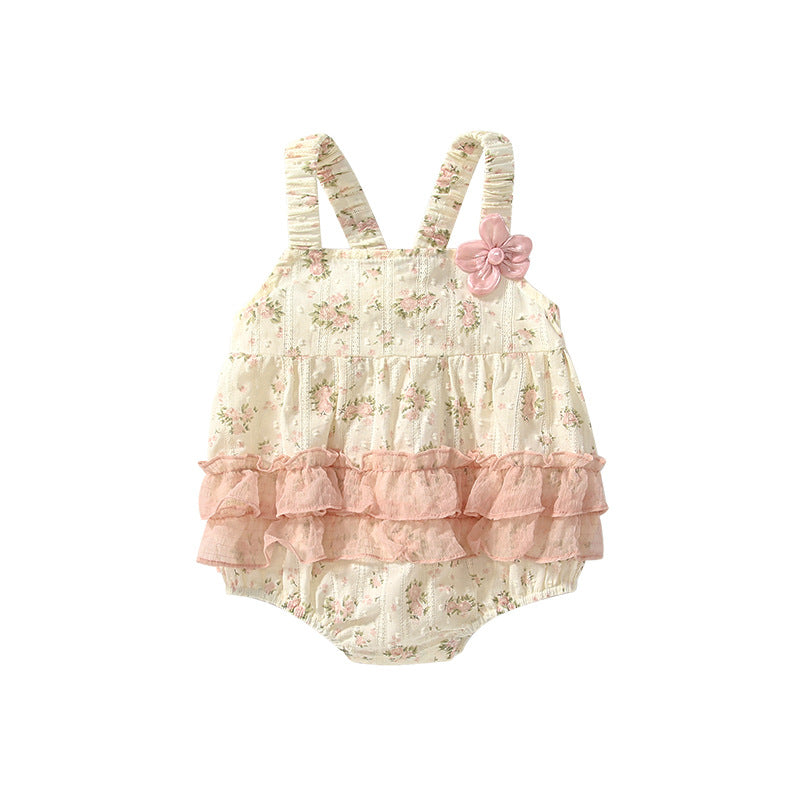 Summer Arrival Baby Girls Cute Floral Pattern Sleeveless Strap Onesies, MyKids-USA®, Baby One-Pieces, MyKids-USA - - - - - - -