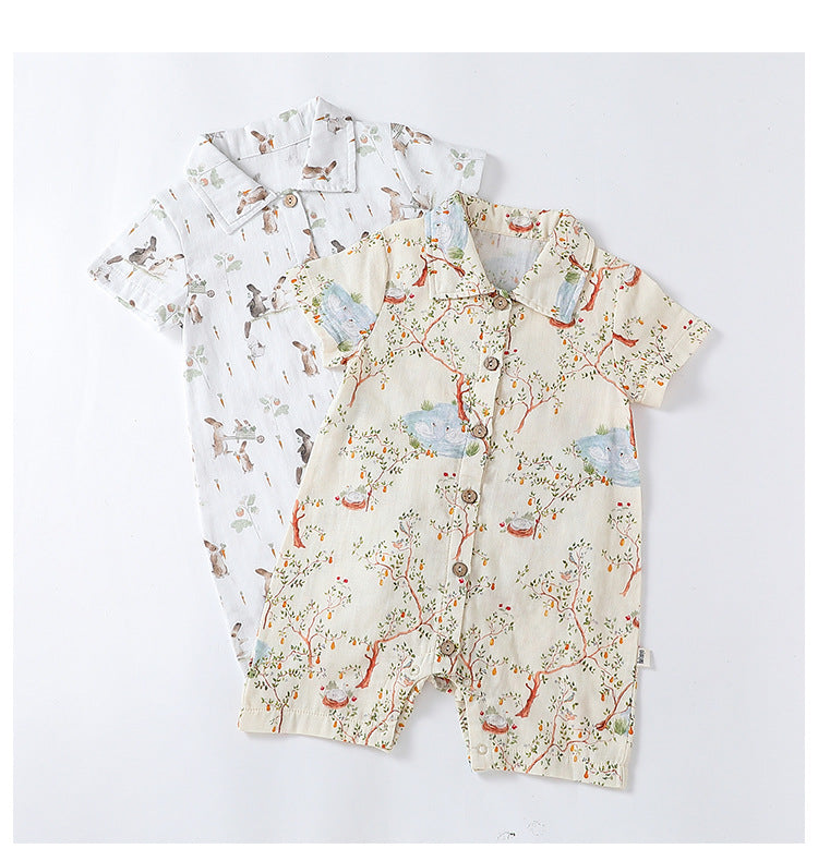 Summer Arrival Baby Unisex Cheap Short Sleeves Turn-Down Collar Rompers, MyKids-USA®, Baby One-Pieces, MyKids-USA - - - - - - -