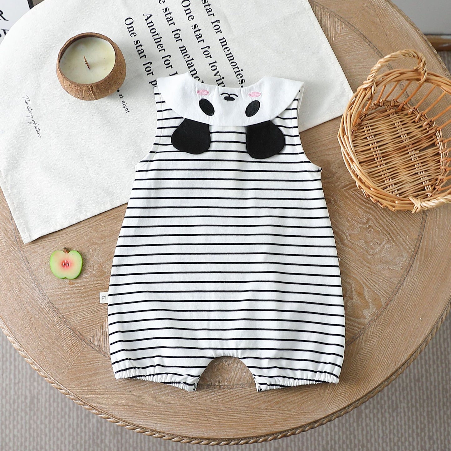 Summer Arrival Baby Unisex Short Sleeves Striped Pattern Cartoon Panda Design Rompers, MyKids-USA®, Baby One-Pieces, MyKids-USA - - - - - - -