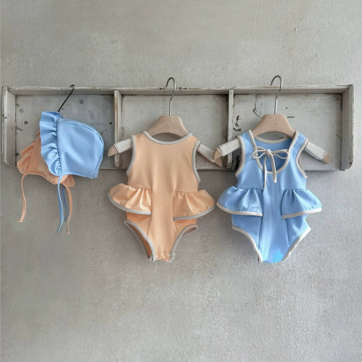 Arrival Baby Girl Color Patchwork Sleeveless Swimwear With Hats, MyKids-USA®, Baby One-Pieces, MyKids-USA - - - - - - -