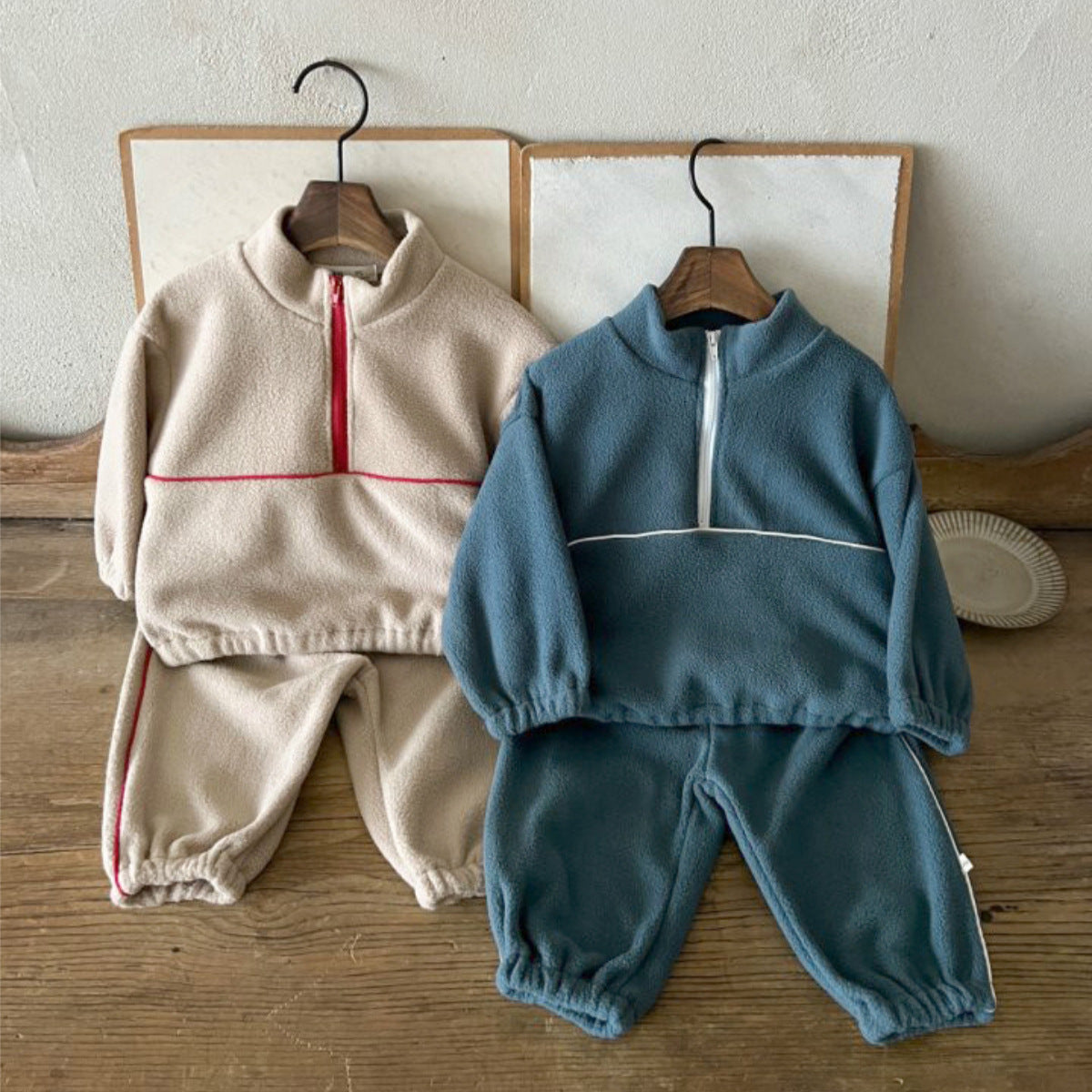 Winter and Spring Baby Kids Unisex Long Sleeves Casual Color Patchwork Fluffy Pullover and Pants Clothing Set, MyKids-USA®, Baby & Toddler Outfits, MyKids-USA - - - - - - - .