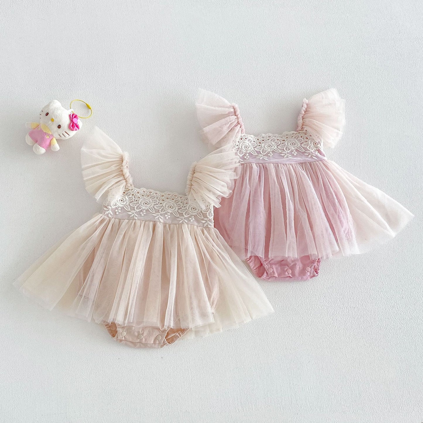 Summer Arrival Baby Girls Fly Sleeves Tulle Patchwork Pink Bodysuit Dress, MyKids-USA®, Baby & Children's Dresses, MyKids-USA - - - - - - - .