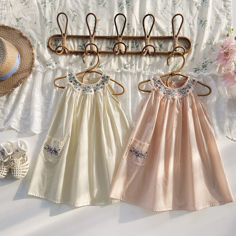 Summer Arrival Baby Girls Sleeveless Flowers Pattern Embroidered Dress, MyKids-USA®, Baby & Children's Dresses, MyKids-USA - - - - - - - .
