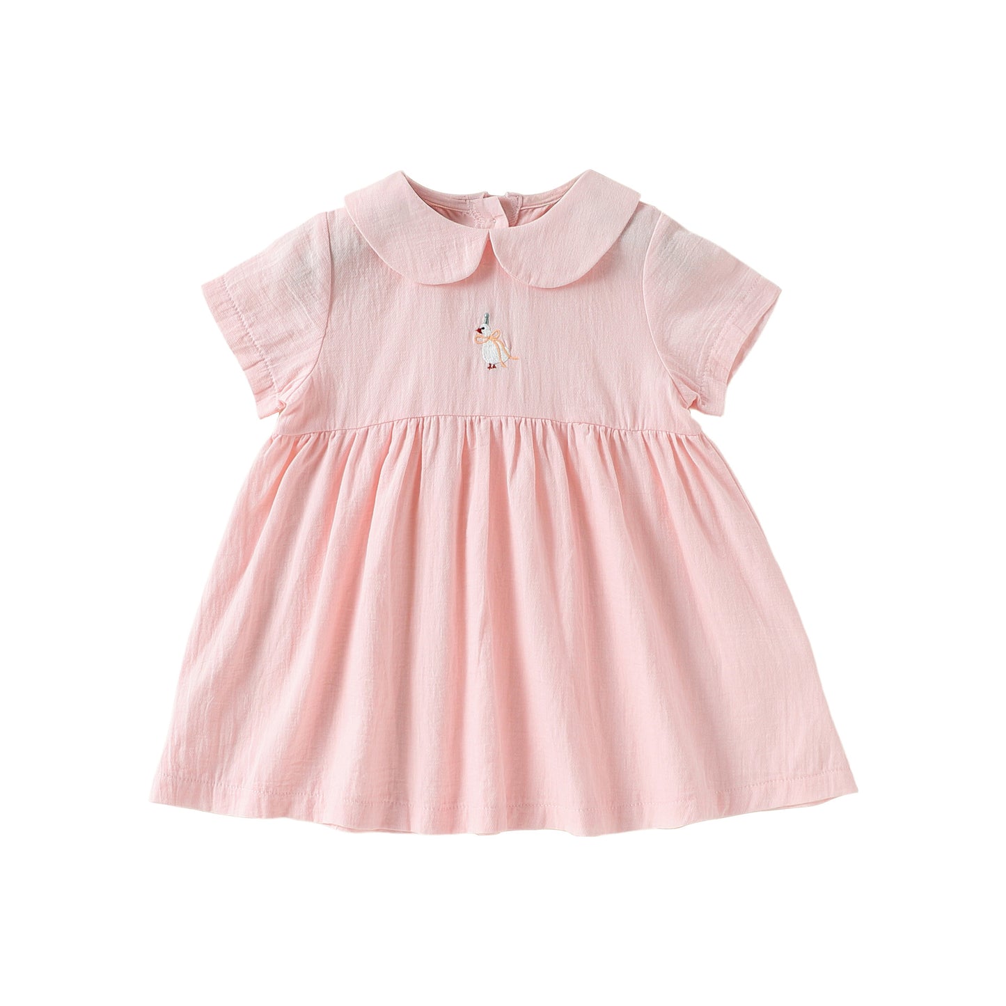 Summer Arrival Baby Girls Short Sleeves Cartoon Embroidered Pattern Dress, MyKids-USA®, Baby & Toddler Dresses, MyKids-USA - Size/Age - 73 (6-9M) - Color - Pink - - - TR2603211935-C.