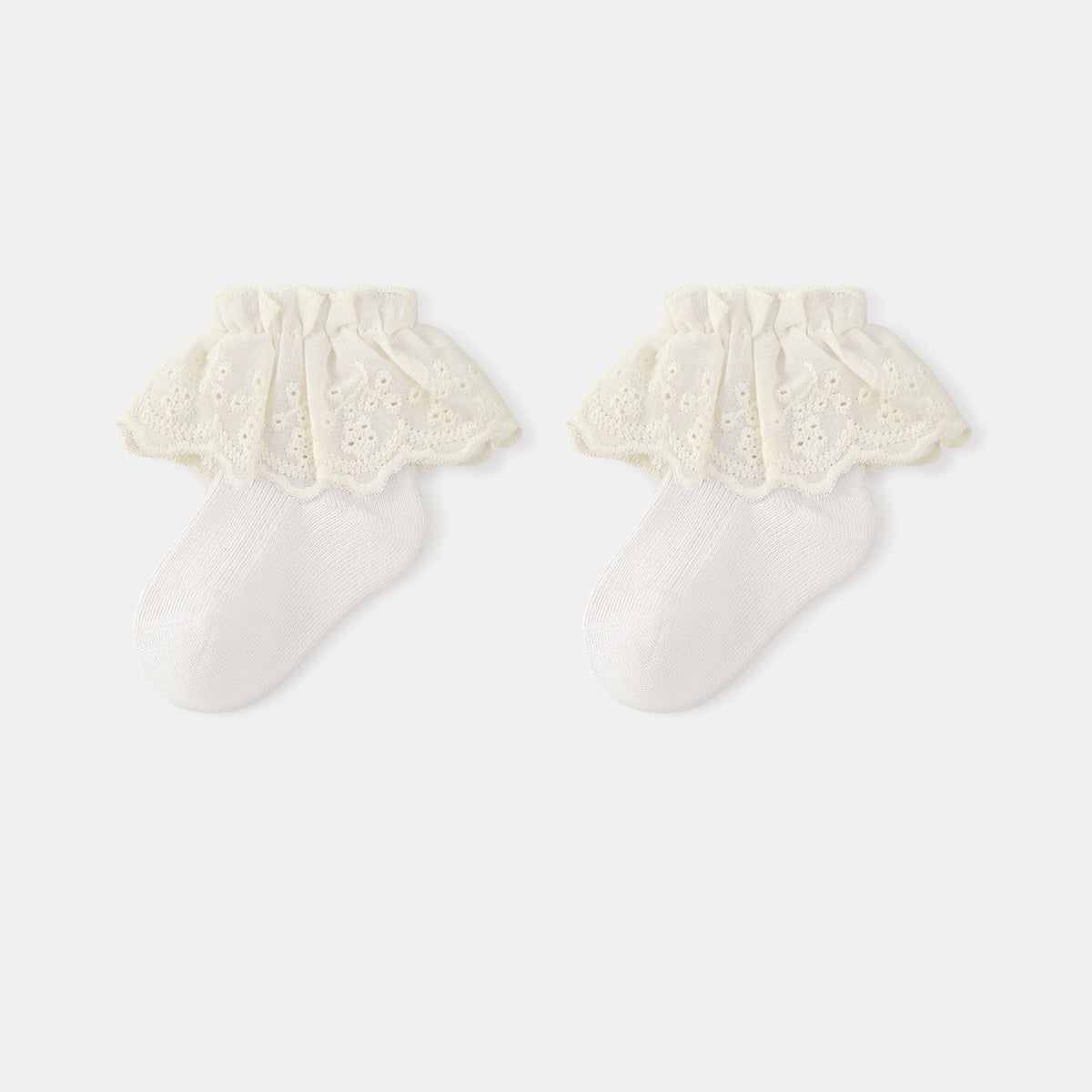 Autumn and Spring Baby Kids Girls Breathable Lace Trim Vintage Socks, MyKids-USA®, Baby & Toddler Socks & Tights, MyKids-USA - Size/Age - S (0-1Y) - Color - White - - - TR2601081405-E.